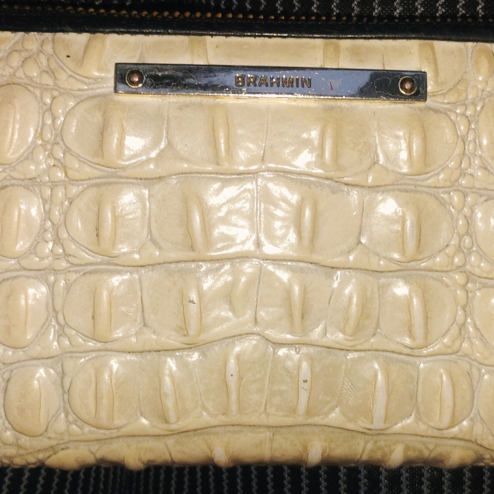 Brahmin Cream Crocodile Embossed Wristlet